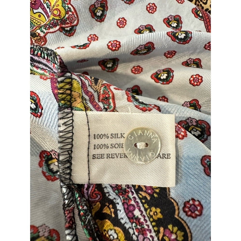 Gianna Silk XL Paisley Shirt Tunic Top Blouse LS Lightweight Boho Artsy Travel - Picture 5 of 9